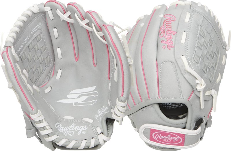 Rawlings | Sure Catch Series Fastpitch Softball Glove | Pink/Grey/White | RHT | 10' - Image 1